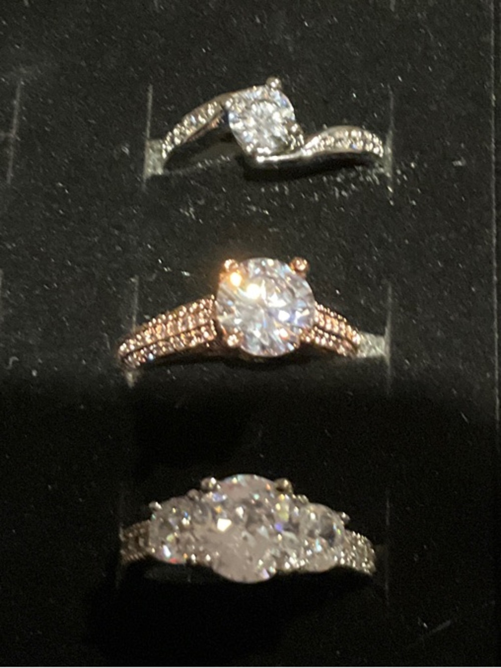 Sparkling White Cubic Zirconia Engagement Rings - Women's Jewelry